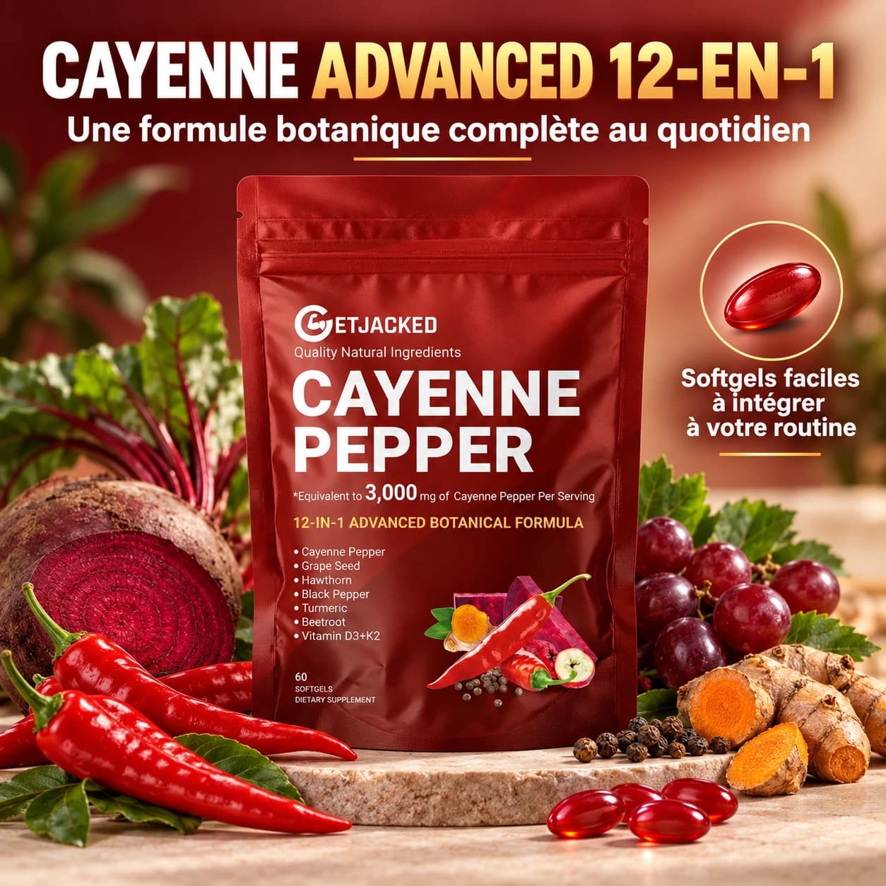 Cayenne Pepper Advanced 12-en-1 – 60 Softgels